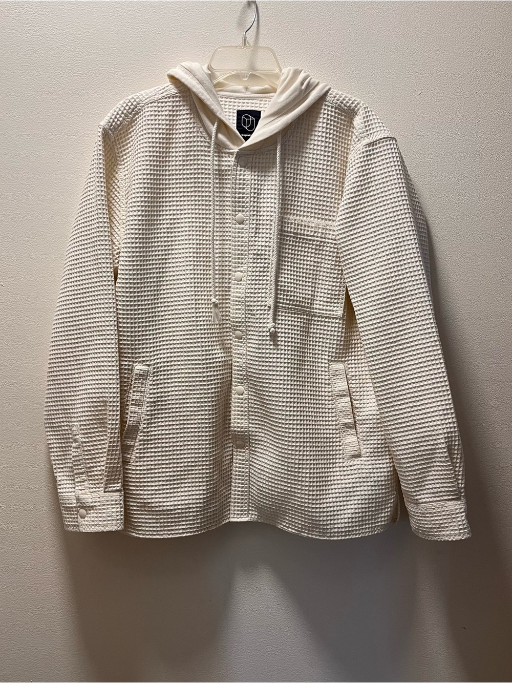 Original Use Unisex Casual Waffle-Knit Textured Unique Comfy Hooded Jacket, Sz L
